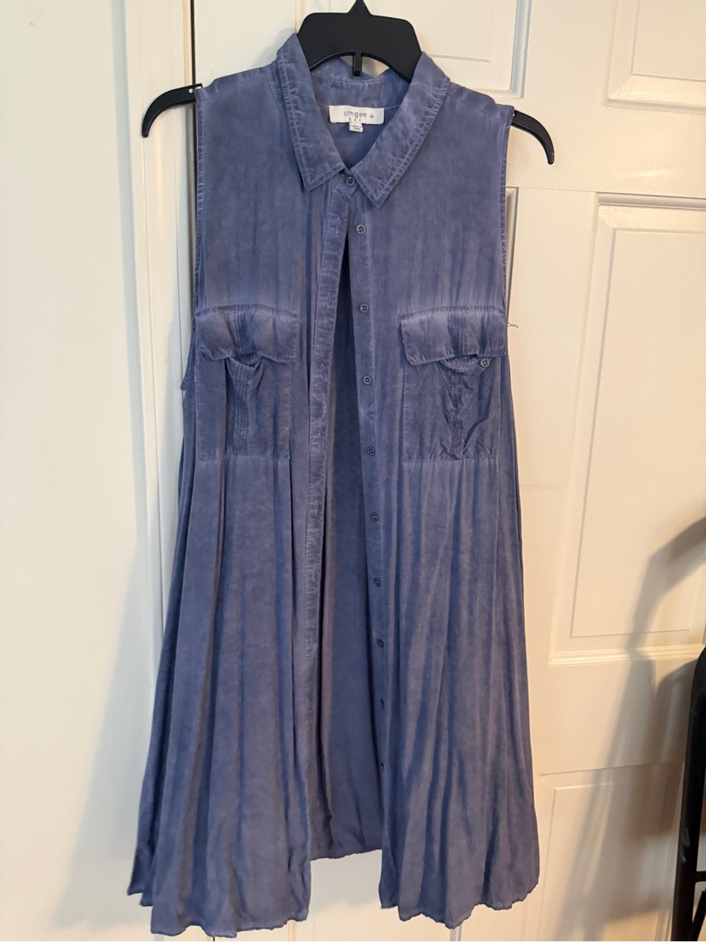 Umgee Sleeveless Button-Front Midi Dress in Dusty Blue